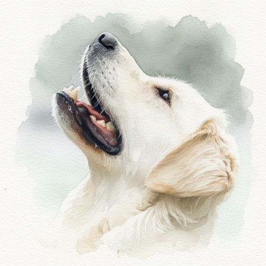 A soft watercolour painting of the retriever.